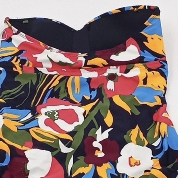 Anne Cole Floral Twist‎ Front Shirred Strapless One-Piece Swimsuit Multicolor 6 - Picture 4 of 7